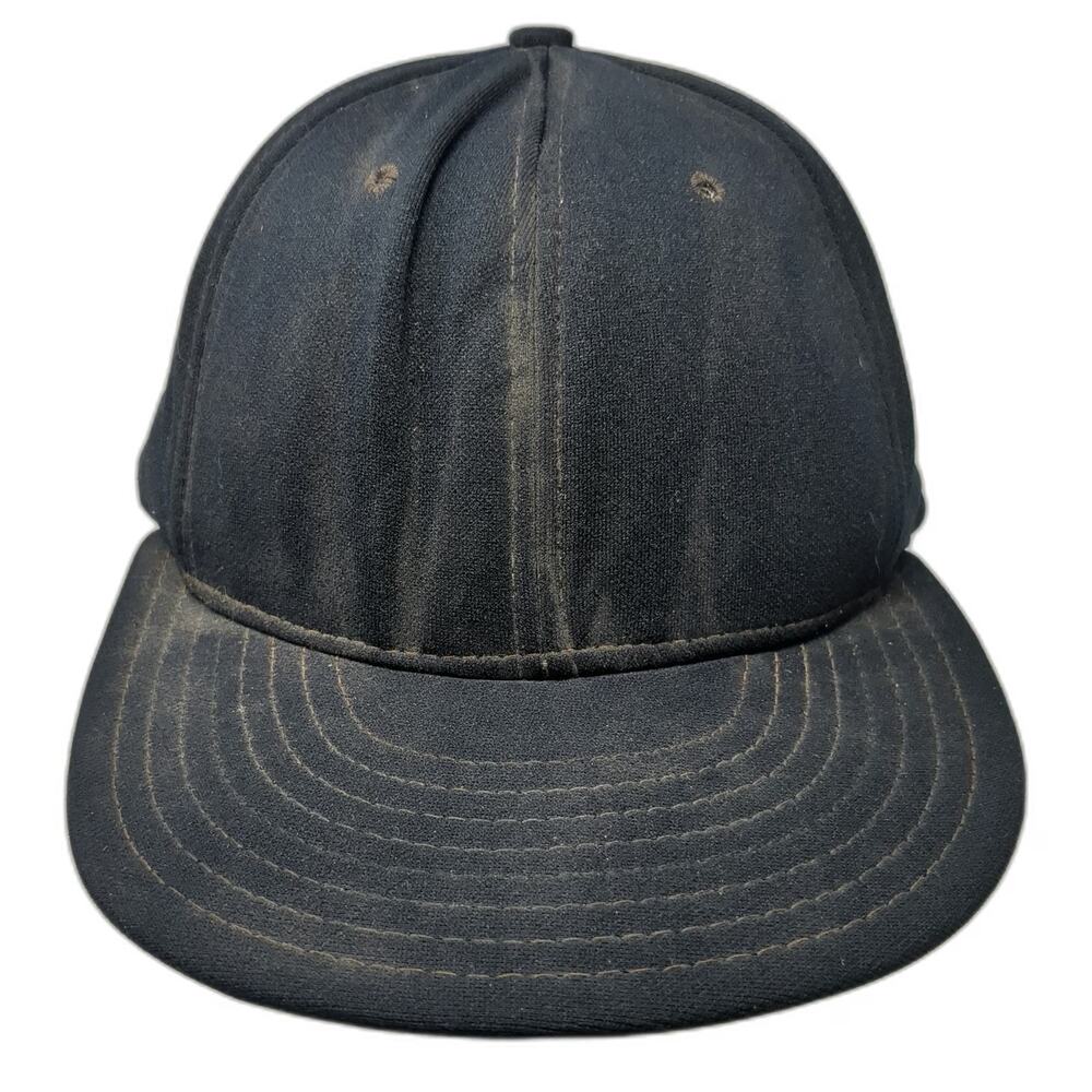 AJD Snapback Black L Nylon Double Knit Blank Hat Plain 6 Panel Adjustable Cap